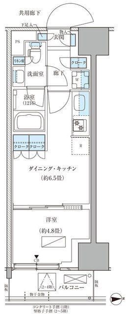 パークアクシス品川天王洲アイル(1DK/6階)の間取り写真