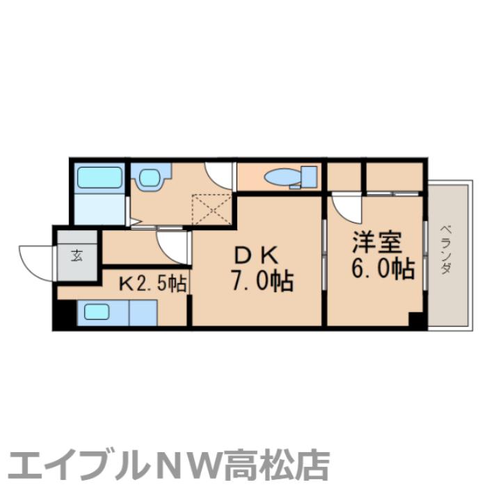 ロイヤルハイツ松島(2K/3階)の間取り写真