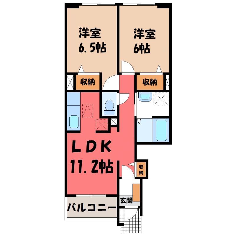カトルセゾン アン(2LDK/1階)の間取り写真