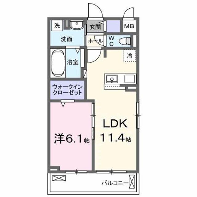 ベルヒルズノース(1LDK/2階)の間取り写真