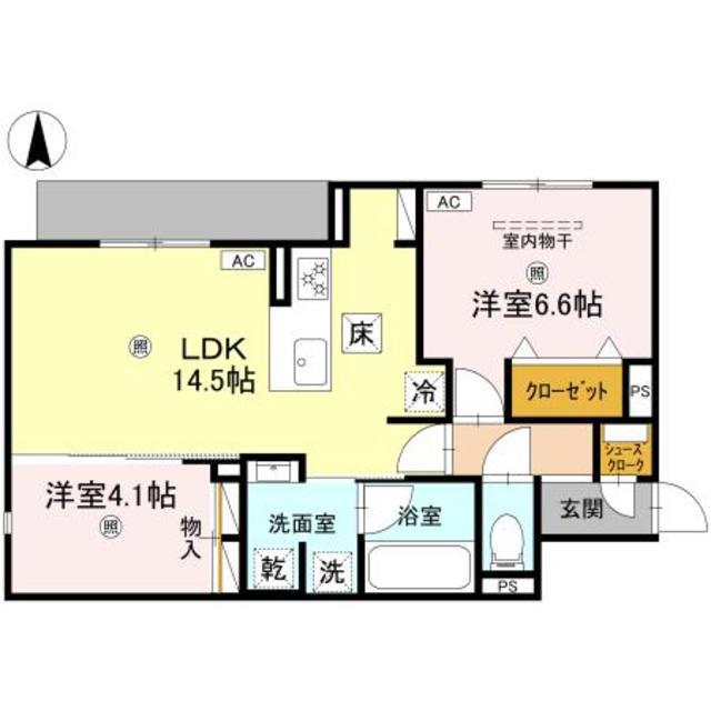 CLASHIST加美東(2LDK/1階)の間取り写真