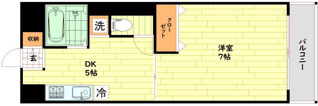 YKマンション(1DK/7階)の間取り写真