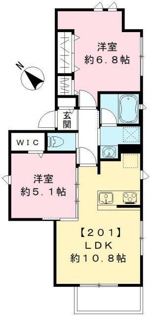 リシェス代々木上原(2LDK/2階)の間取り写真