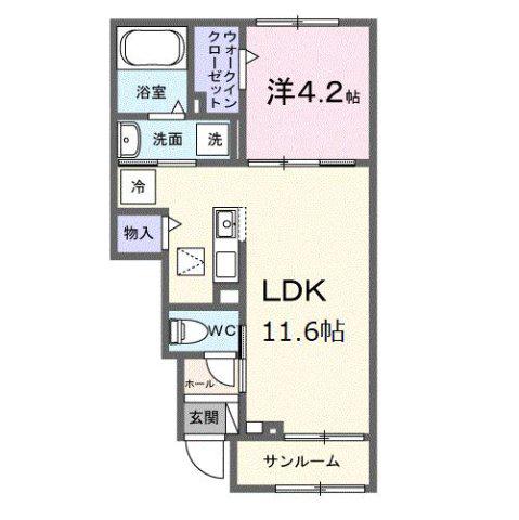 シャンテ カノンB(1LDK/1階)の間取り写真