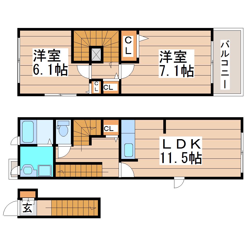 グラシエル(2LDK/2階)の間取り写真