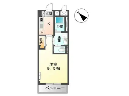 ユニヴァリィルークス(1K/3階)の間取り写真