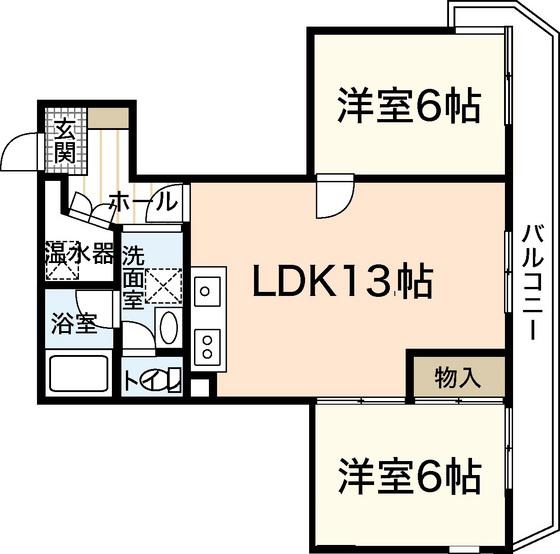 明貴マンション(2LDK/6階)の間取り写真