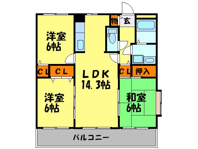 コンフォート博多南(3LDK/3階)の間取り写真