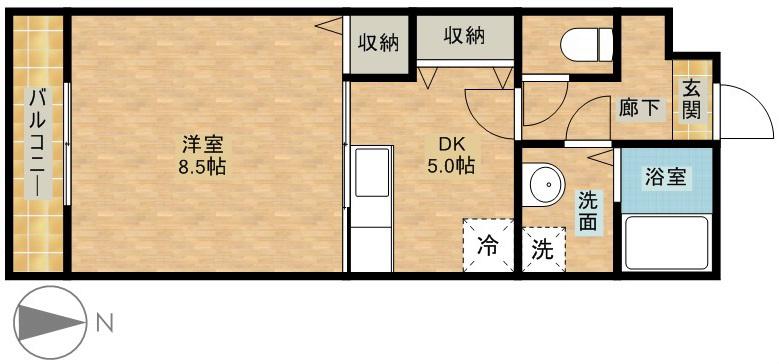 オリーブ住吉(1DK/3階)の間取り写真