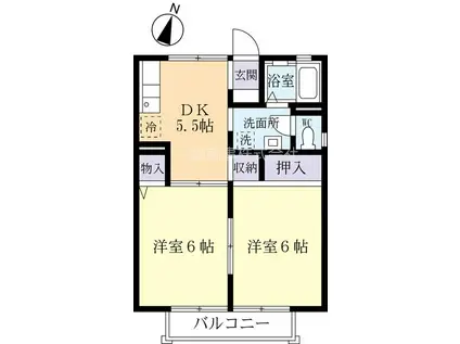 セジュール烏山I(2DK/2階)の間取り写真