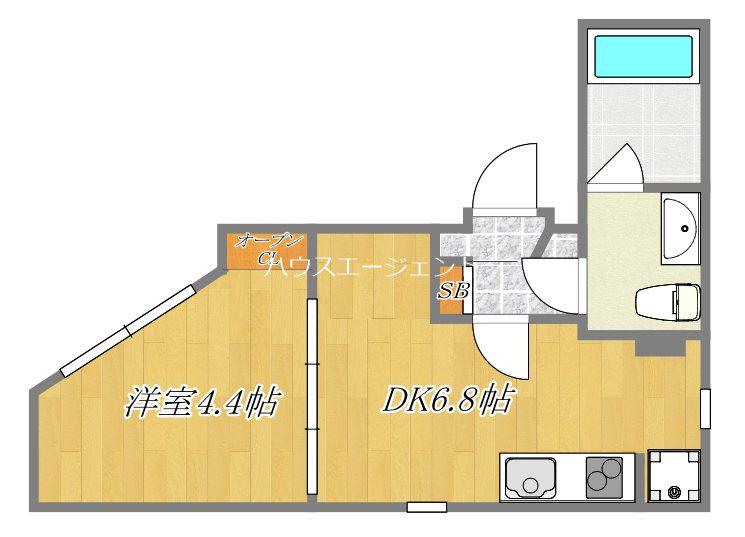 ホライゾンIII(1DK/4階)の間取り写真