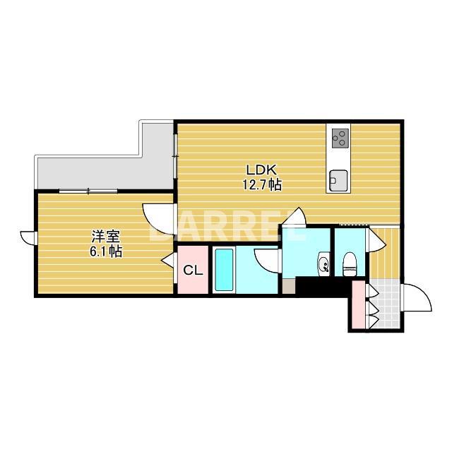 ヒノソラーレ(1LDK/1階)の間取り写真