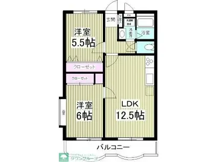 グレースマンション BELLE(2LDK/2階)の間取り写真