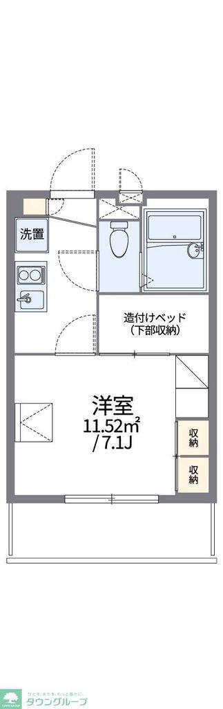 レオパレスBLUETIMES(1K/1階)の間取り写真