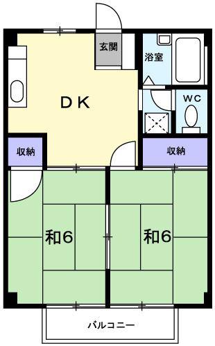 シティハイツいつお(2DK/2階)の間取り写真