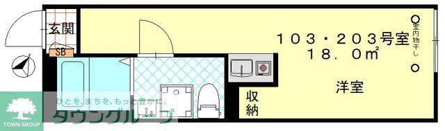 ミント杉田(ワンルーム/1階)の間取り写真