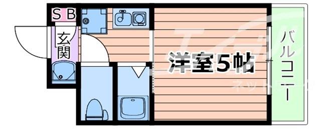 コスモハイツ三国(1K/2階)の間取り写真