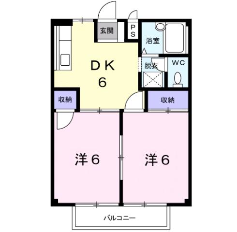 ファミールメゾン舞(2DK/2階)の間取り写真