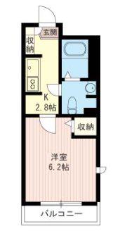 西東京ヒルズ(1K/2階)の間取り写真