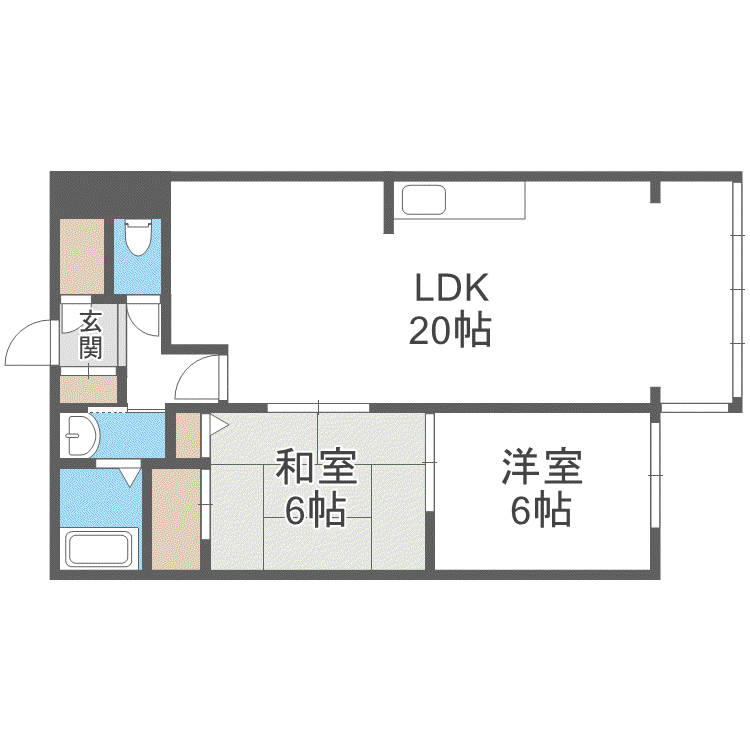 第1ヒラギシビル(2LDK/4階)の間取り写真