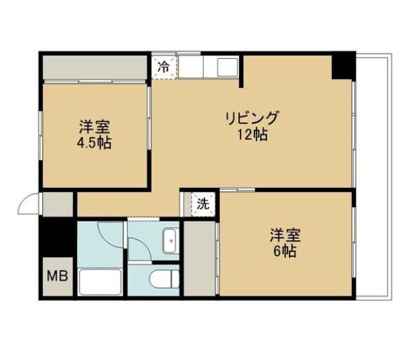 ハニリリカマンション(2LDK/2階)の間取り写真