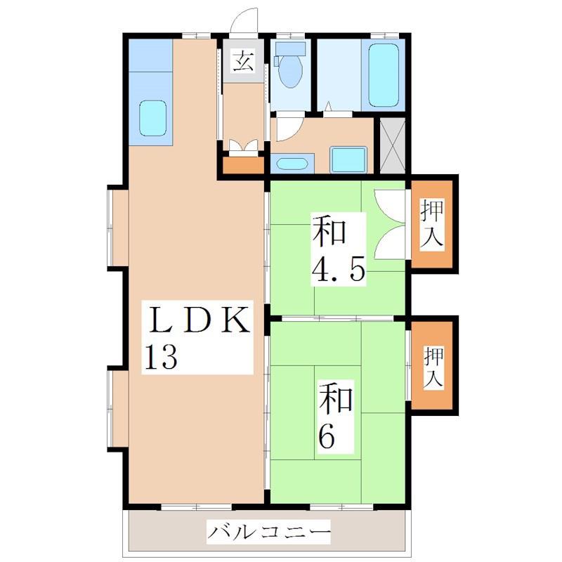 プレイスGOU(2LDK/2階)の間取り写真