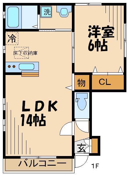 ルコンフォールA棟(1LDK/1階)の間取り写真