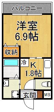 リープラス立花(1K/4階)の間取り写真