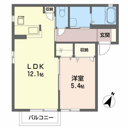 フォーム西多賀(1LDK/1階)の間取り写真