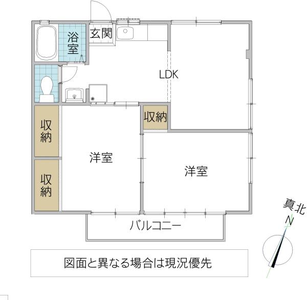 ホープヒルイワモト(2LDK/2階)の間取り写真
