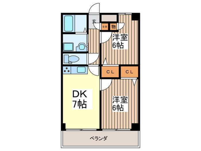 グレイス新所沢(2DK/3階)の間取り写真