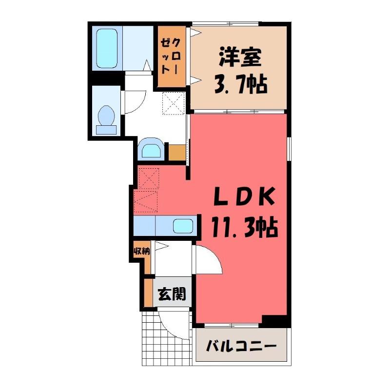 ジベルニーIII(1LDK/1階)の間取り写真