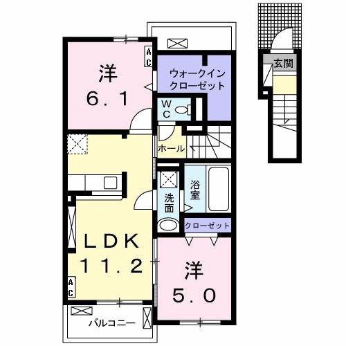 アドニス(2LDK/2階)の間取り写真