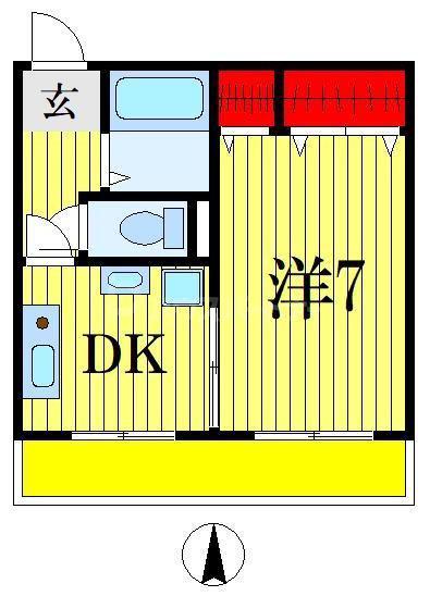プレステージ千葉(1DK/4階)の間取り写真