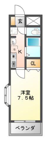 フォレストグリーンヴィラ(1K/6階)の間取り写真