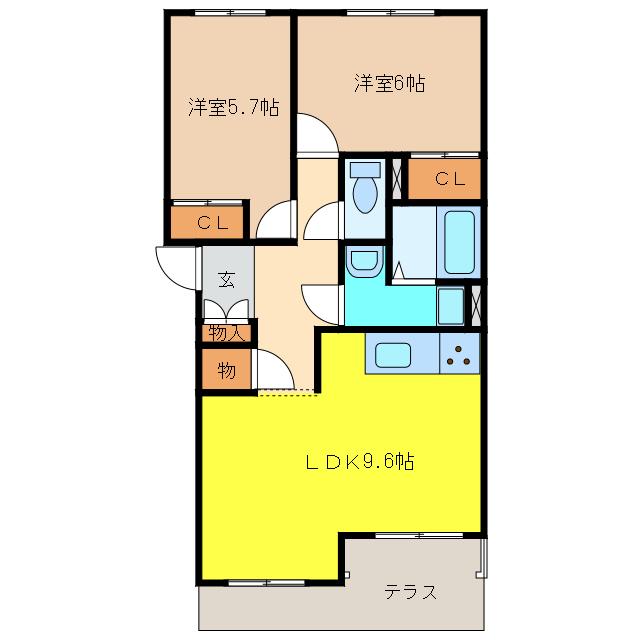 プレッソリーバ(2LDK/1階)の間取り写真