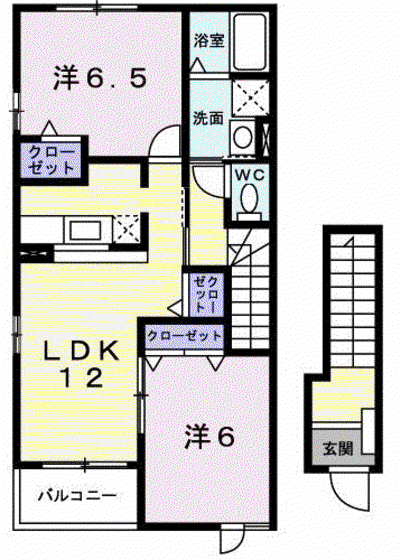 ダンデライオンC(2LDK/1階)の間取り写真