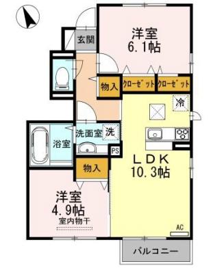 グランツ(2LDK/1階)の間取り写真
