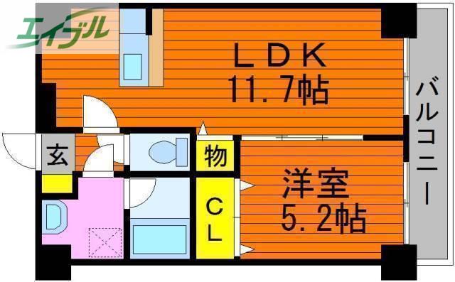 ARCSTAGE表町(1LDK/6階)の間取り写真