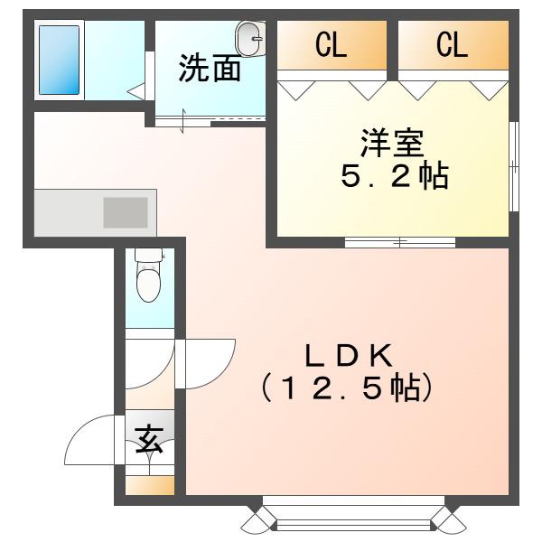 リビオ高砂(1LDK/2階)の間取り写真
