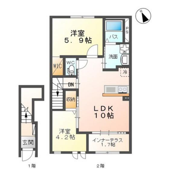 フラッハーニ(2LDK/2階)の間取り写真