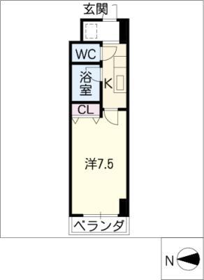 サンパーク今池II(1K/6階)の間取り写真