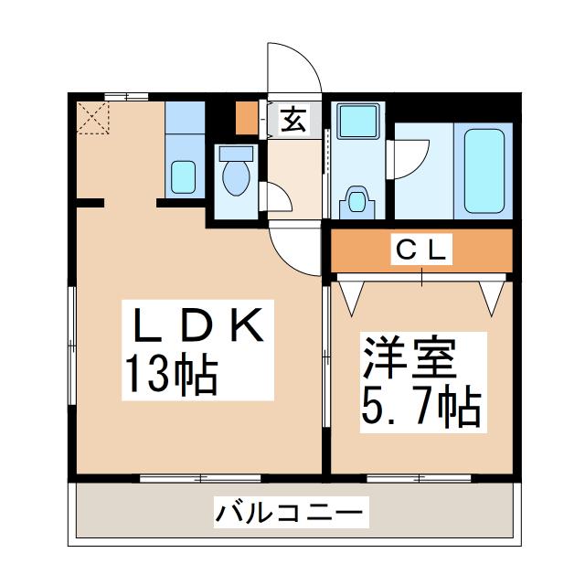 グランドゥルFP(1LDK/2階)の間取り写真