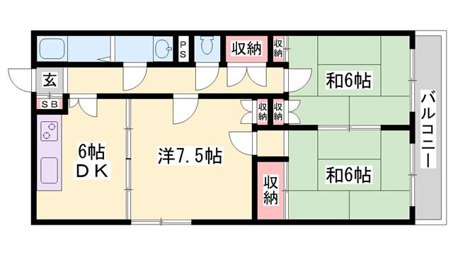 コンフォート ヴィアーレ(3DK/2階)の間取り写真