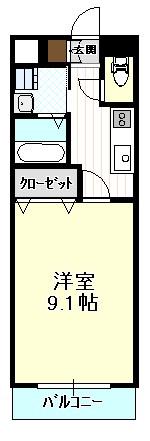 ラァマテラス(1K/2階)の間取り写真