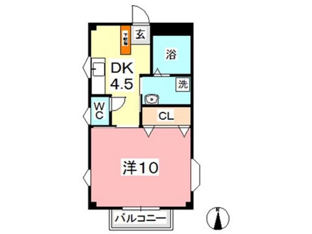 BELLAGIO(1DK/4階)の間取り写真