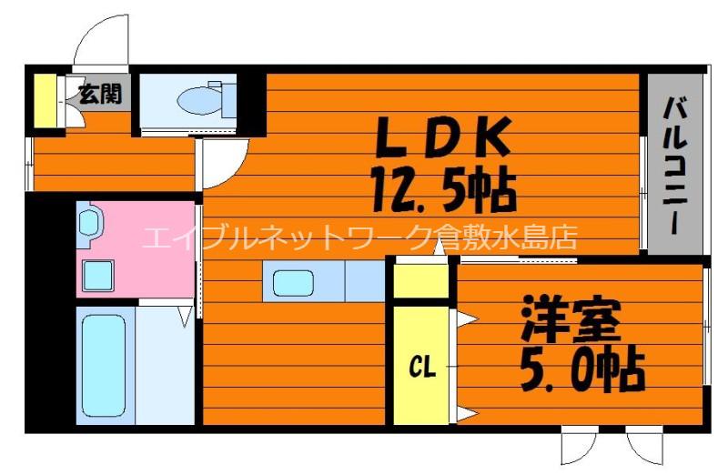 IRIS総社中央(1LDK/3階)の間取り写真