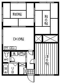 ボンヌール浜砂(3DK/3階)の間取り写真