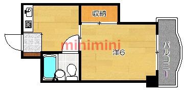 アンフィニィ庄II(1K/4階)の間取り写真