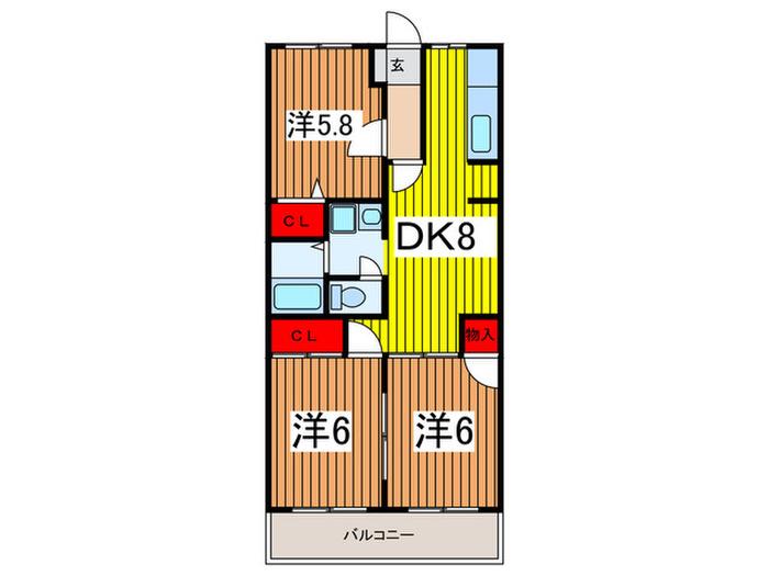ウィズ壱番館(3DK/5階)の間取り写真